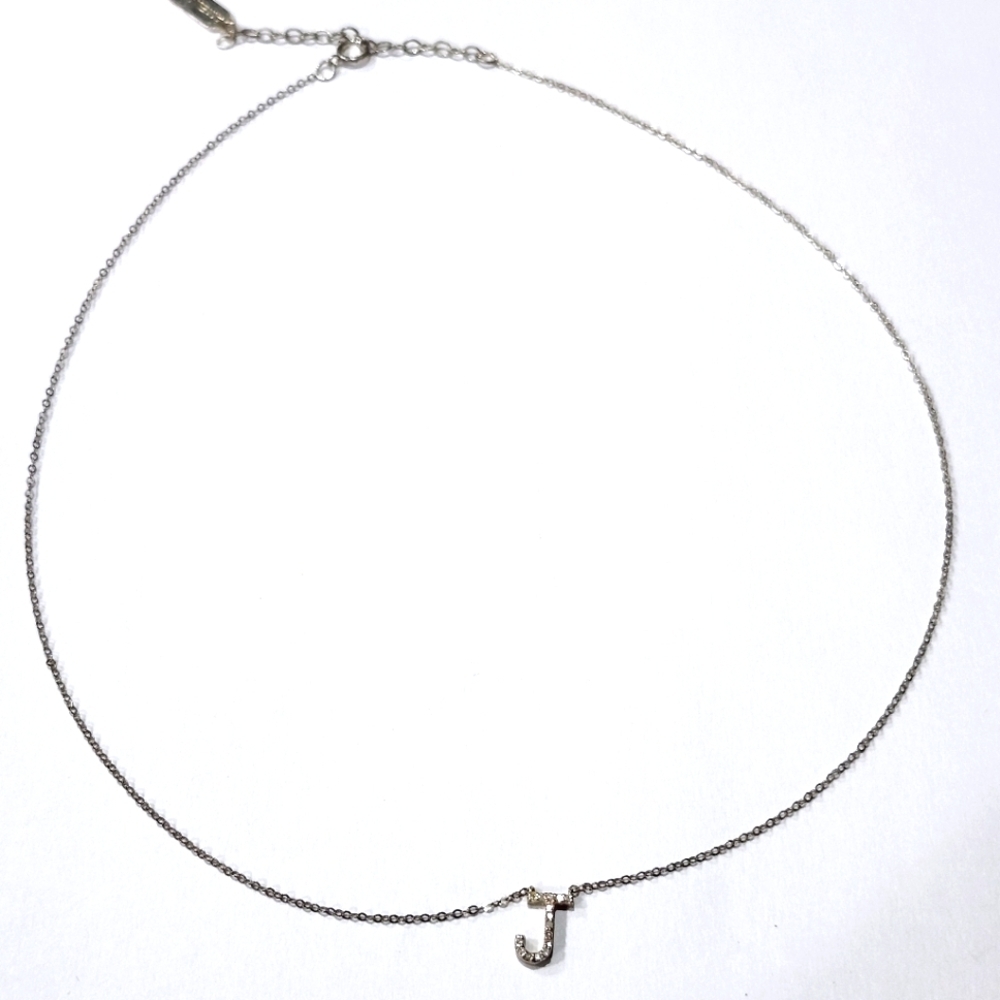 Amelia Rose 925 Sterling Silver Pave Letter "J" Initial Necklace Fashion Jewelry